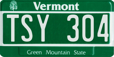 VT license plate TSY304