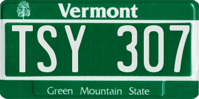 VT license plate TSY307