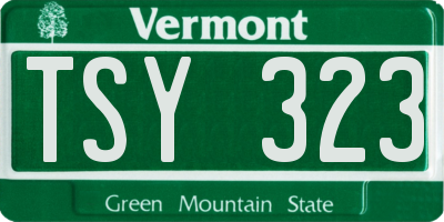 VT license plate TSY323