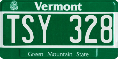 VT license plate TSY328