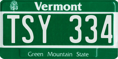 VT license plate TSY334
