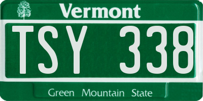 VT license plate TSY338