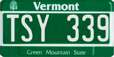 VT license plate TSY339