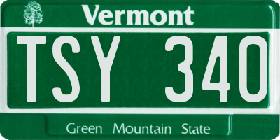 VT license plate TSY340