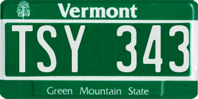 VT license plate TSY343