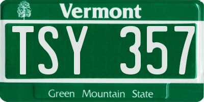 VT license plate TSY357