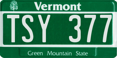 VT license plate TSY377