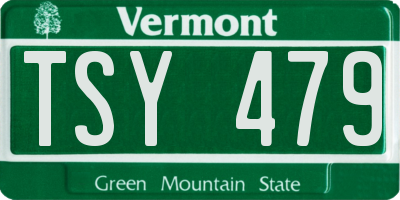 VT license plate TSY479