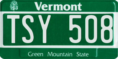VT license plate TSY508