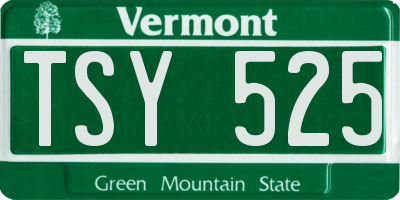 VT license plate TSY525
