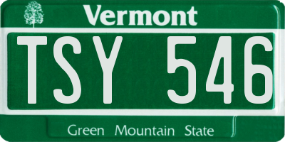 VT license plate TSY546