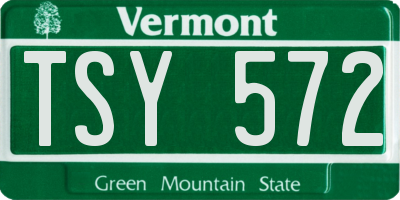VT license plate TSY572