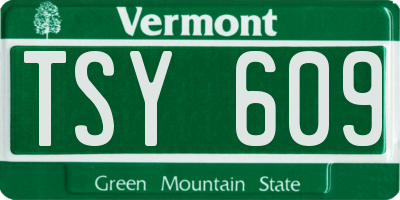 VT license plate TSY609