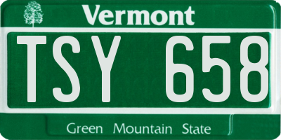 VT license plate TSY658