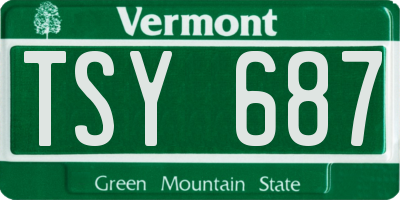 VT license plate TSY687