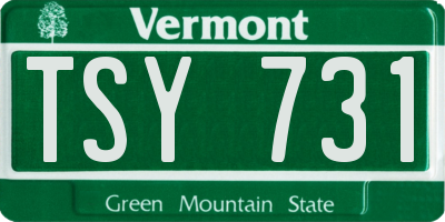 VT license plate TSY731