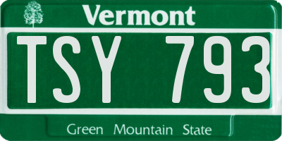VT license plate TSY793