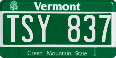 VT license plate TSY837