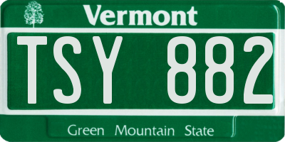 VT license plate TSY882