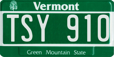 VT license plate TSY910