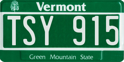 VT license plate TSY915