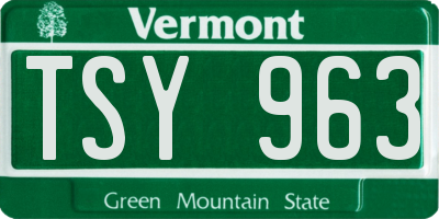 VT license plate TSY963