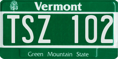 VT license plate TSZ102