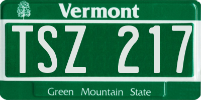 VT license plate TSZ217