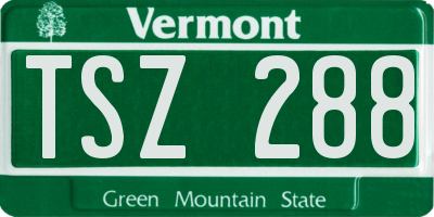 VT license plate TSZ288