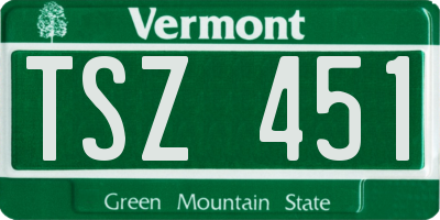 VT license plate TSZ451