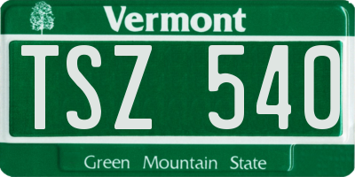 VT license plate TSZ540