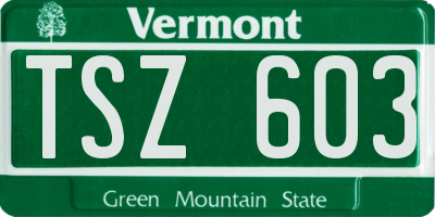 VT license plate TSZ603