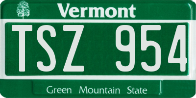 VT license plate TSZ954