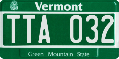 VT license plate TTA032