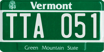 VT license plate TTA051