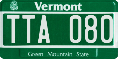 VT license plate TTA080