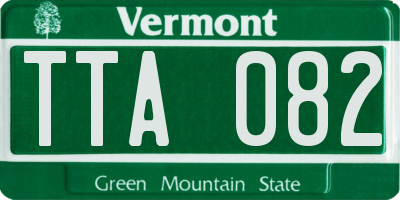 VT license plate TTA082