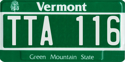 VT license plate TTA116