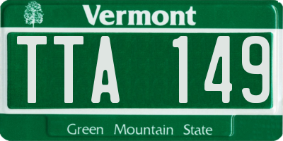 VT license plate TTA149