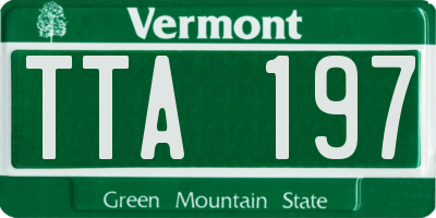VT license plate TTA197