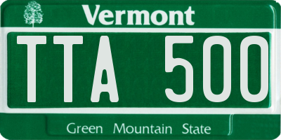 VT license plate TTA500
