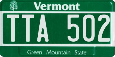 VT license plate TTA502