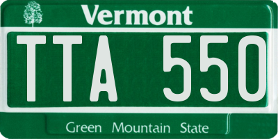 VT license plate TTA550