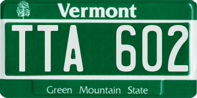 VT license plate TTA602