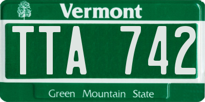 VT license plate TTA742