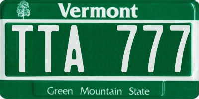 VT license plate TTA777