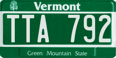 VT license plate TTA792