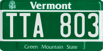 VT license plate TTA803
