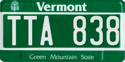 VT license plate TTA838