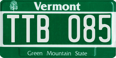 VT license plate TTB085